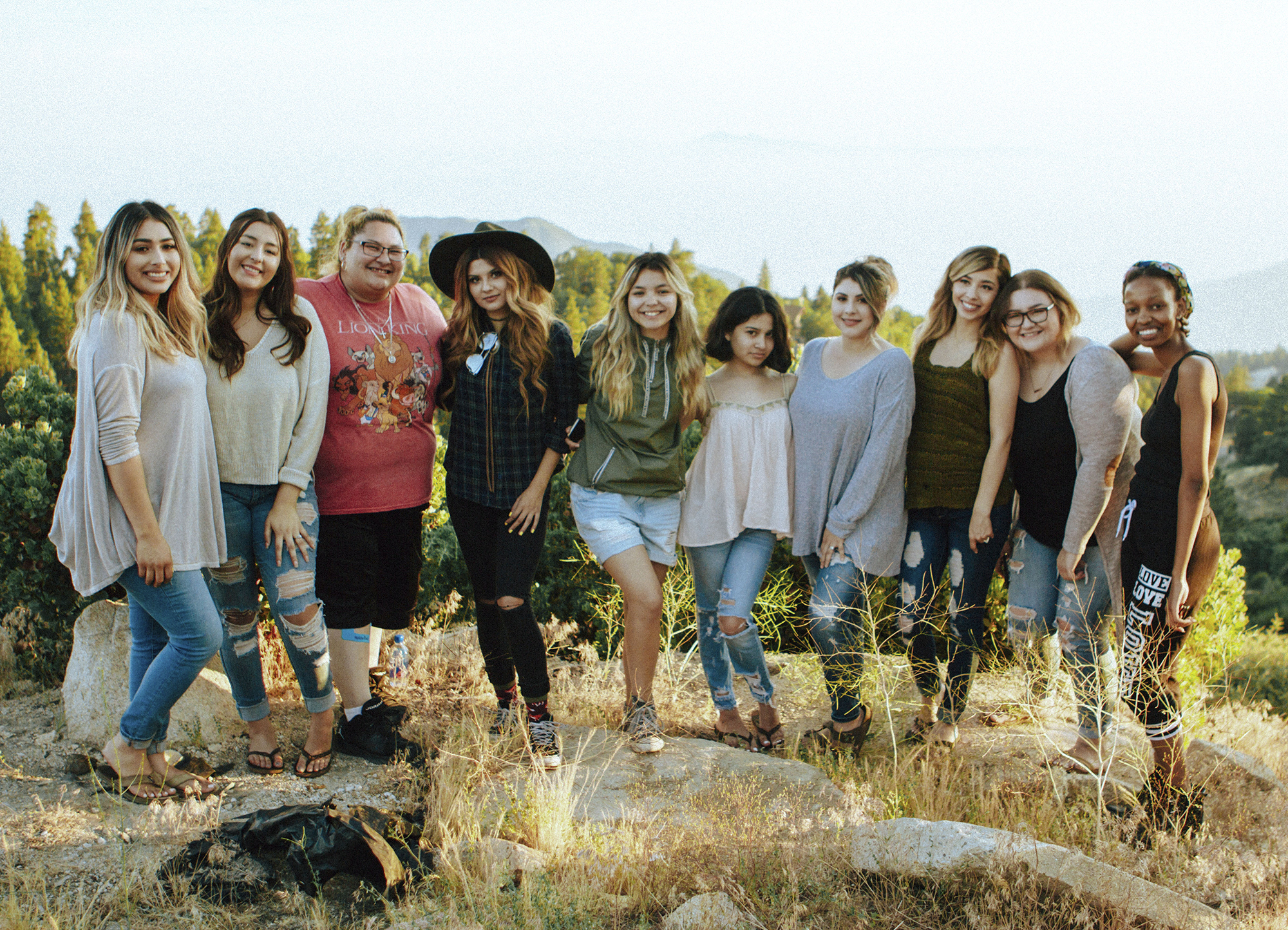 group photo at outdoor retreat
